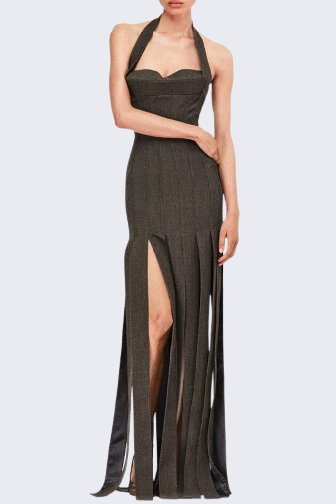 Shop  beautiful dress - Perfect for special occasions | kimberley Halter Unstitched Ribbons Maxi Dress