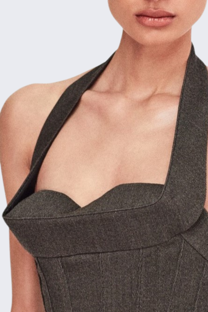 kimberley Halter Unstitched Ribbons Maxi Dress - Stylish beautiful dress for special occasions | Buy Online