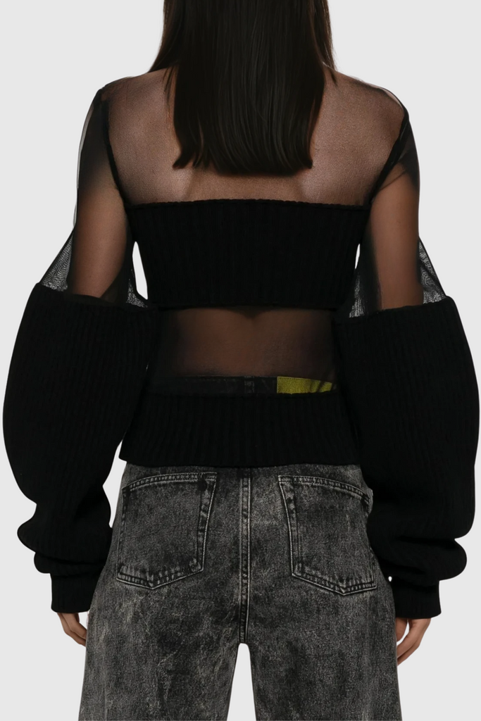 Dalal Long Sleeve Mesh Top - Stylish beautiful dress for special occasions | Buy Online