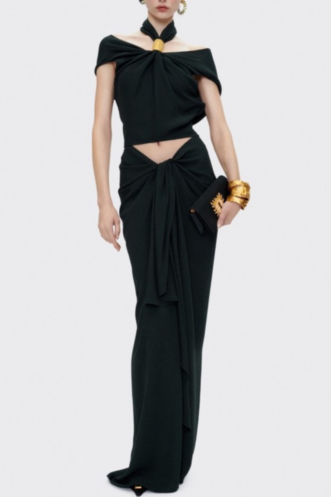 judith Halter Twisted Skirt Two Piece Set - Black - Stylish black dress for special occasions | Buy Online