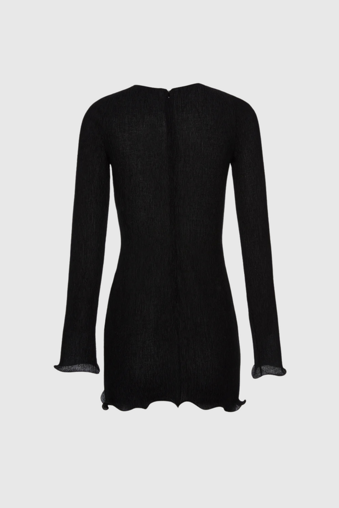 Dale Flower Ruffle Mini Dress In Black - Stylish black dress for special occasions | Buy Online