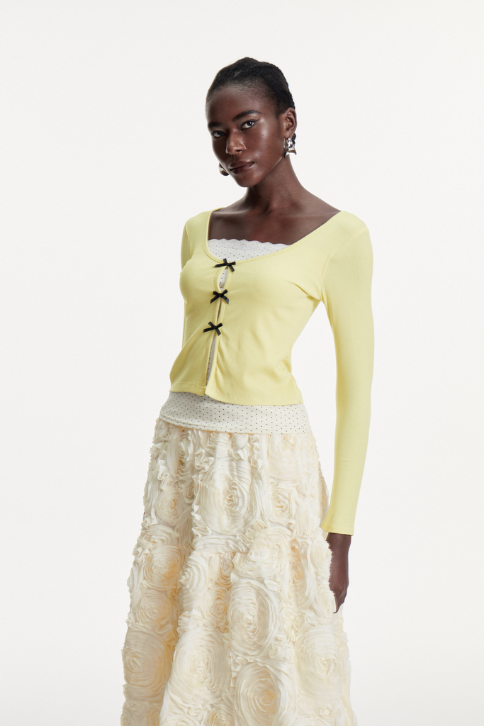 Dalida Bow Dot Long Sleeve Top - Stylish beautiful dress for special occasions | Buy Online