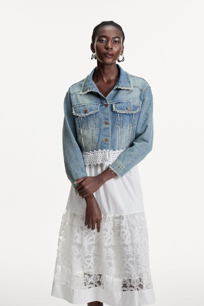 Dalimil Deconstruct Fringe Denim Jacket - Stylish beautiful dress for special occasions | Buy Online