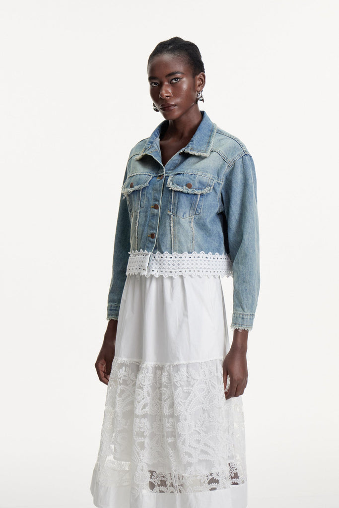 Shop  beautiful dress - Perfect for special occasions | Dalimil Deconstruct Fringe Denim Jacket