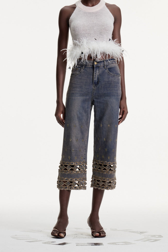 Shop  beautiful dress - Perfect for special occasions | Dalisay Cutout Rhinestone Jeans