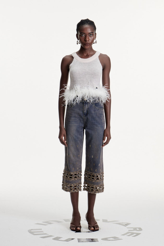 Dalisay Cutout Rhinestone Jeans - Stylish beautiful dress for special occasions | Buy Online