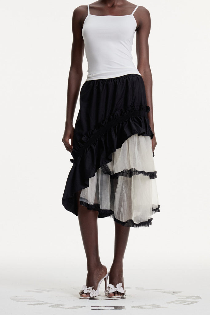 Stylish beautiful maxi | Dalitso Asymmetric Mesh Maxi Skirt - Ideal for special occasions