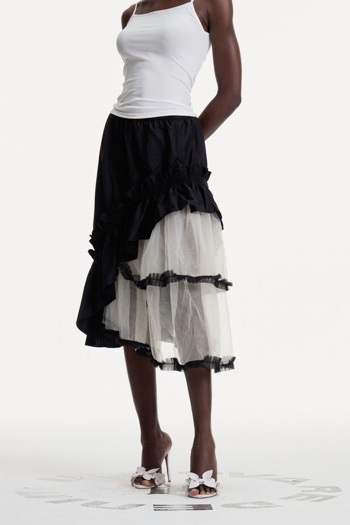 Stylish beautiful maxi | Dalitso Asymmetric Mesh Maxi Skirt - Ideal for special occasions