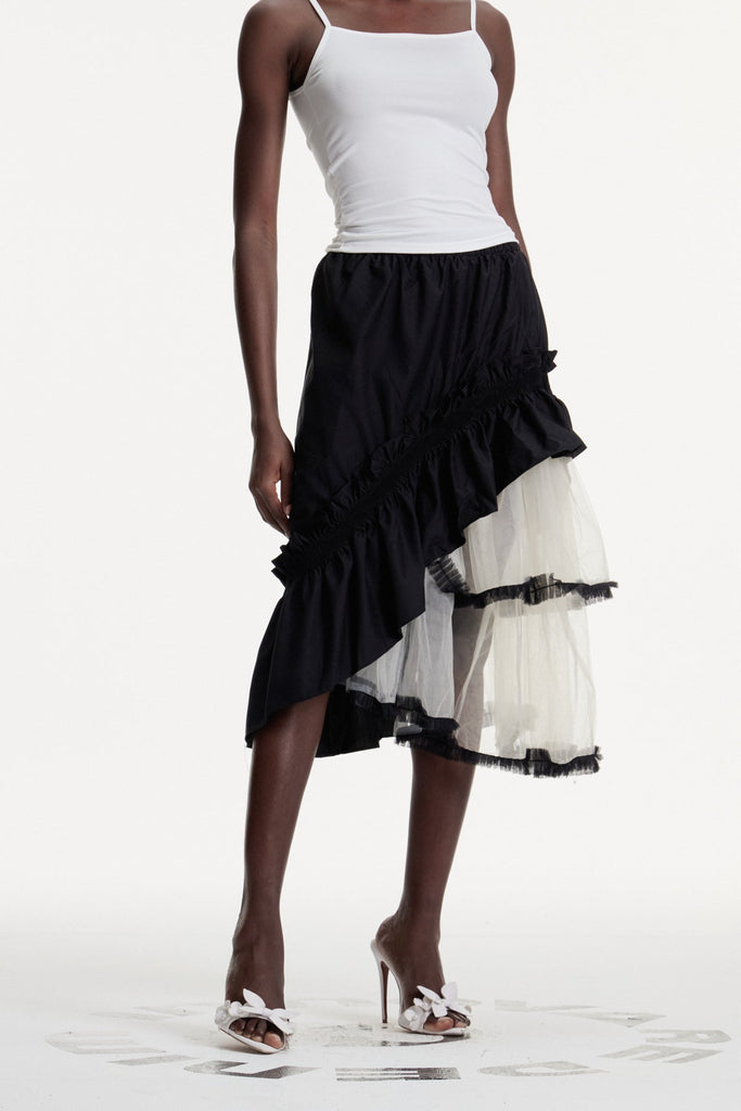Stylish beautiful maxi | Dalitso Asymmetric Mesh Maxi Skirt - Ideal for special occasions