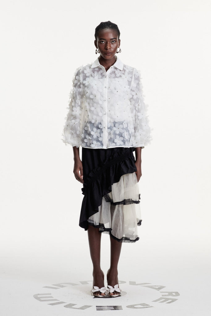 Stylish beautiful maxi | Dalitso Asymmetric Mesh Maxi Skirt - Ideal for special occasions