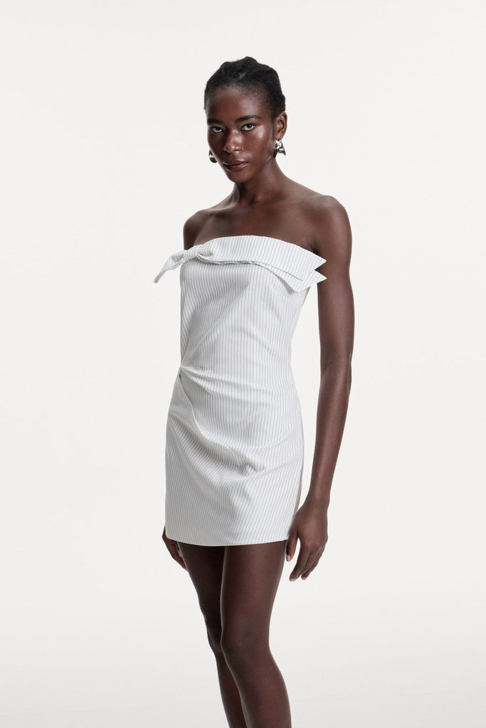 Shop  white dress - Perfect for special occasions | Daly Bow Stripe Mini Dress In White