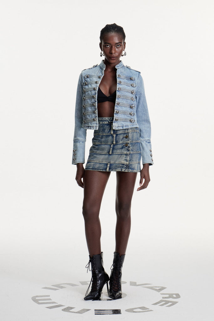 Stylish beautiful dress | Damasos Deconstruct Buckle Denim Jacket - Ideal for special occasions