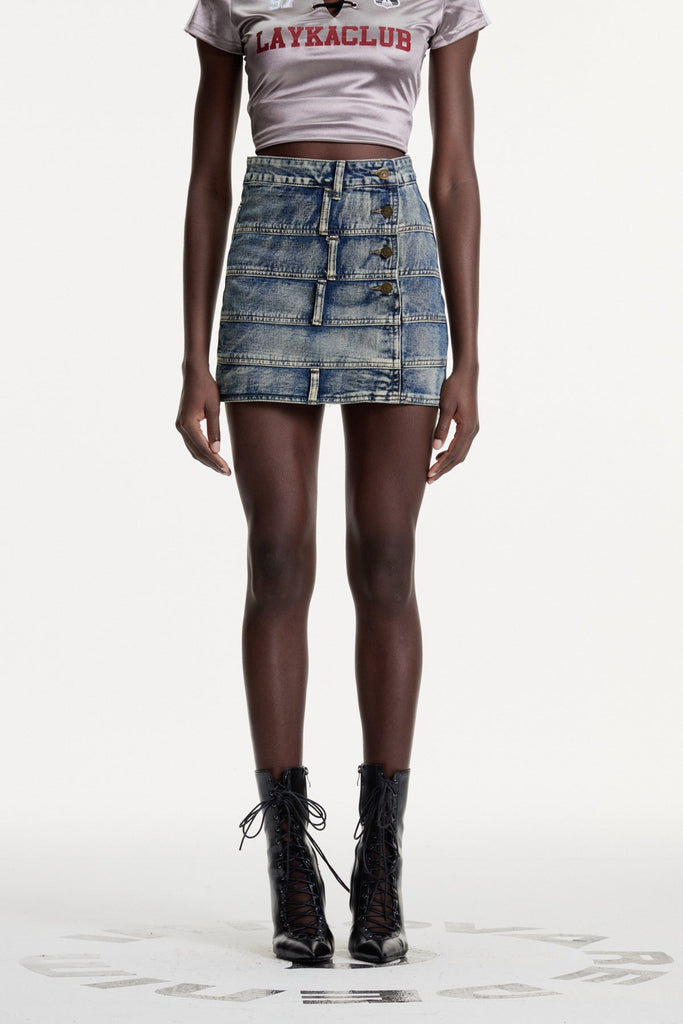 Shop  beautiful mini - Perfect for special occasions | Damasus Deconstruct Denim Mini Skirt