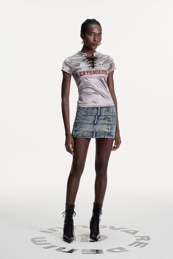 Stylish beautiful mini | Damasus Deconstruct Denim Mini Skirt - Ideal for special occasions