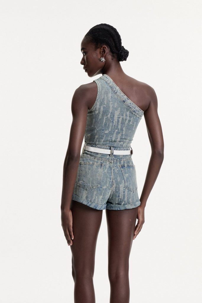 Shop  beautiful dress - Perfect for special occasions | Damhnait One Shoulder Denim Jumpsuit