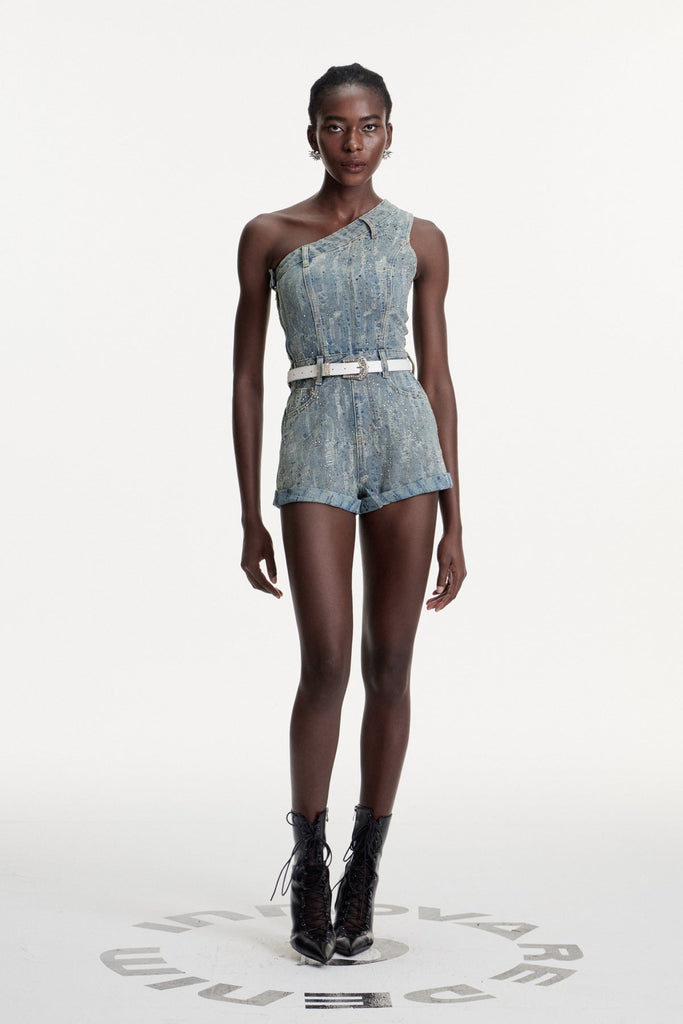 Shop  beautiful dress - Perfect for special occasions | Damhnait One Shoulder Denim Jumpsuit