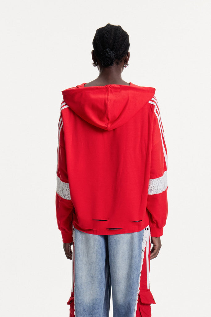 Stylish beautiful dress | Damianos Lace Print Hooded Top - Ideal for special occasions