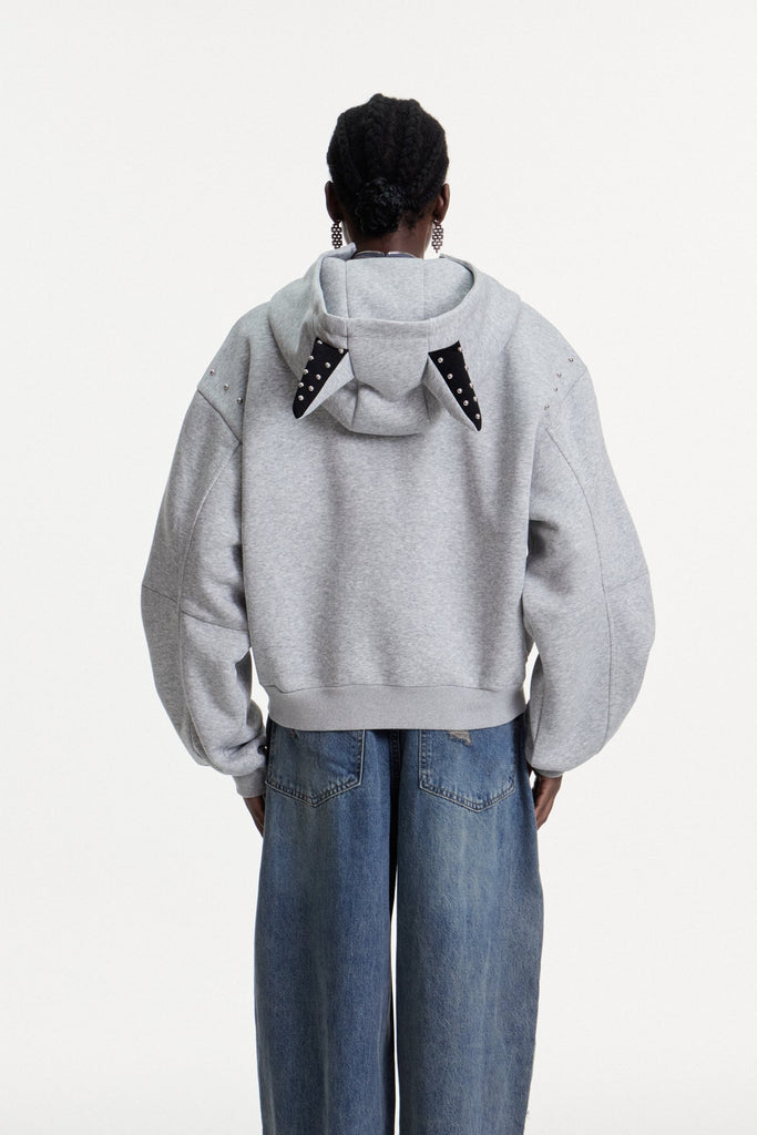 Shop  beautiful dress - Perfect for special occasions | Damianus Embellished Hooded Jacket In Grey