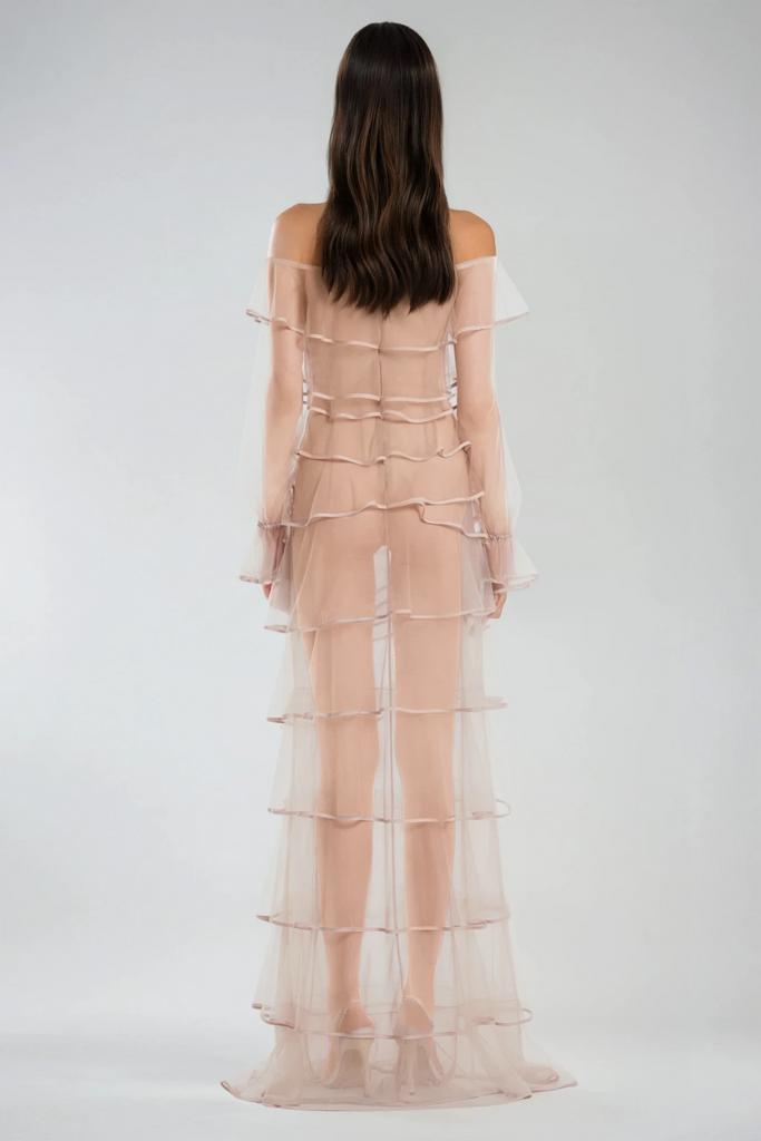 Stylish beautiful dress | Damion Off Shoulder Flower Ruch Maxi Dress - Ideal for special occasions