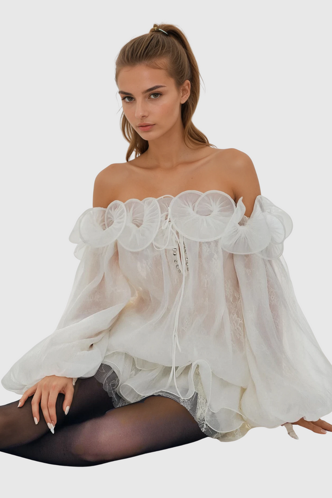 Shop  beautiful dress - Perfect for special occasions | Damjan Balloon Sleeve Mesh Mini Dress