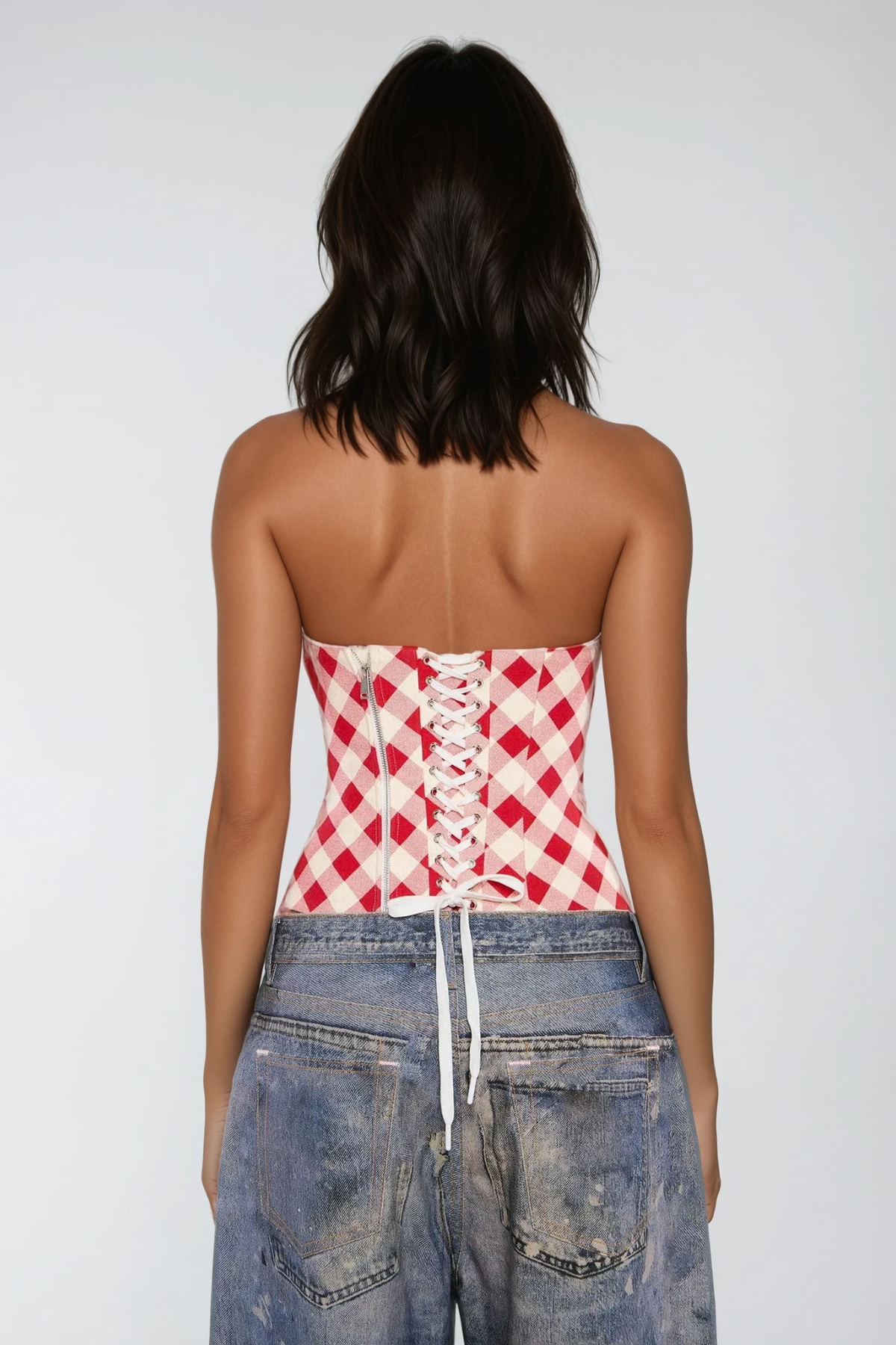 Damodara Grid Bodycon Top