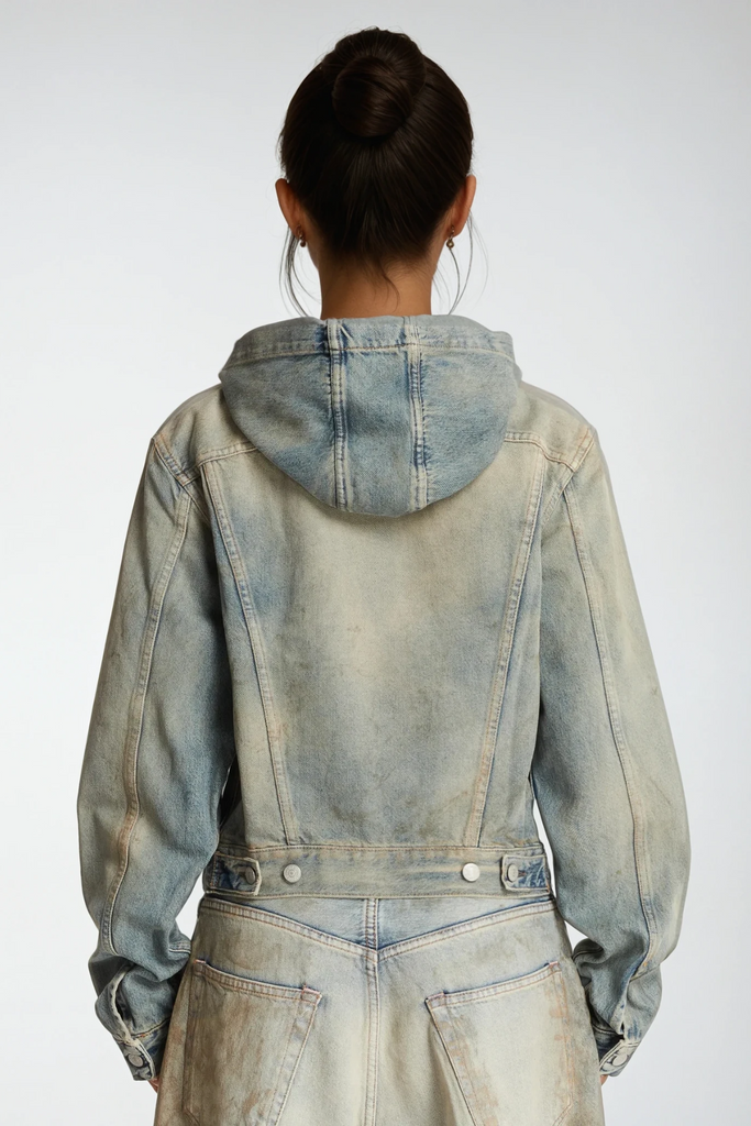 Shop  beautiful dress - Perfect for special occasions | Damyan Hooded Denim Jacket