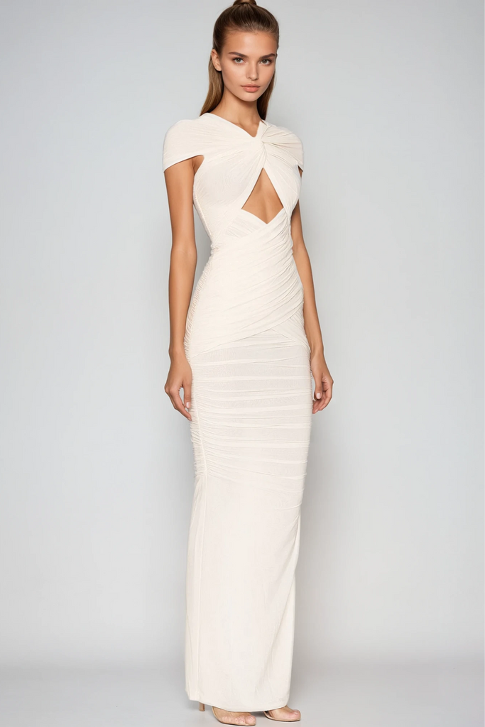Danai Cutout Ruched Maxi Dress - Stylish beautiful dress for special occasions | Buy Online