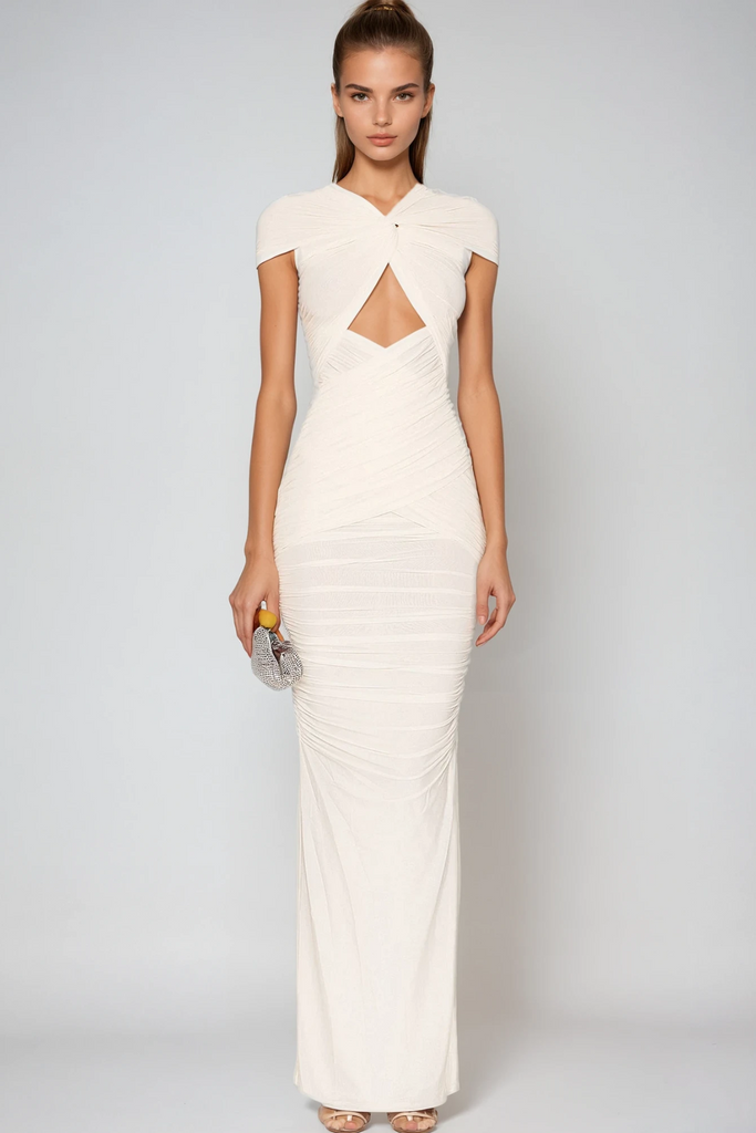 Danai Cutout Ruched Maxi Dress - Stylish beautiful dress for special occasions | Buy Online