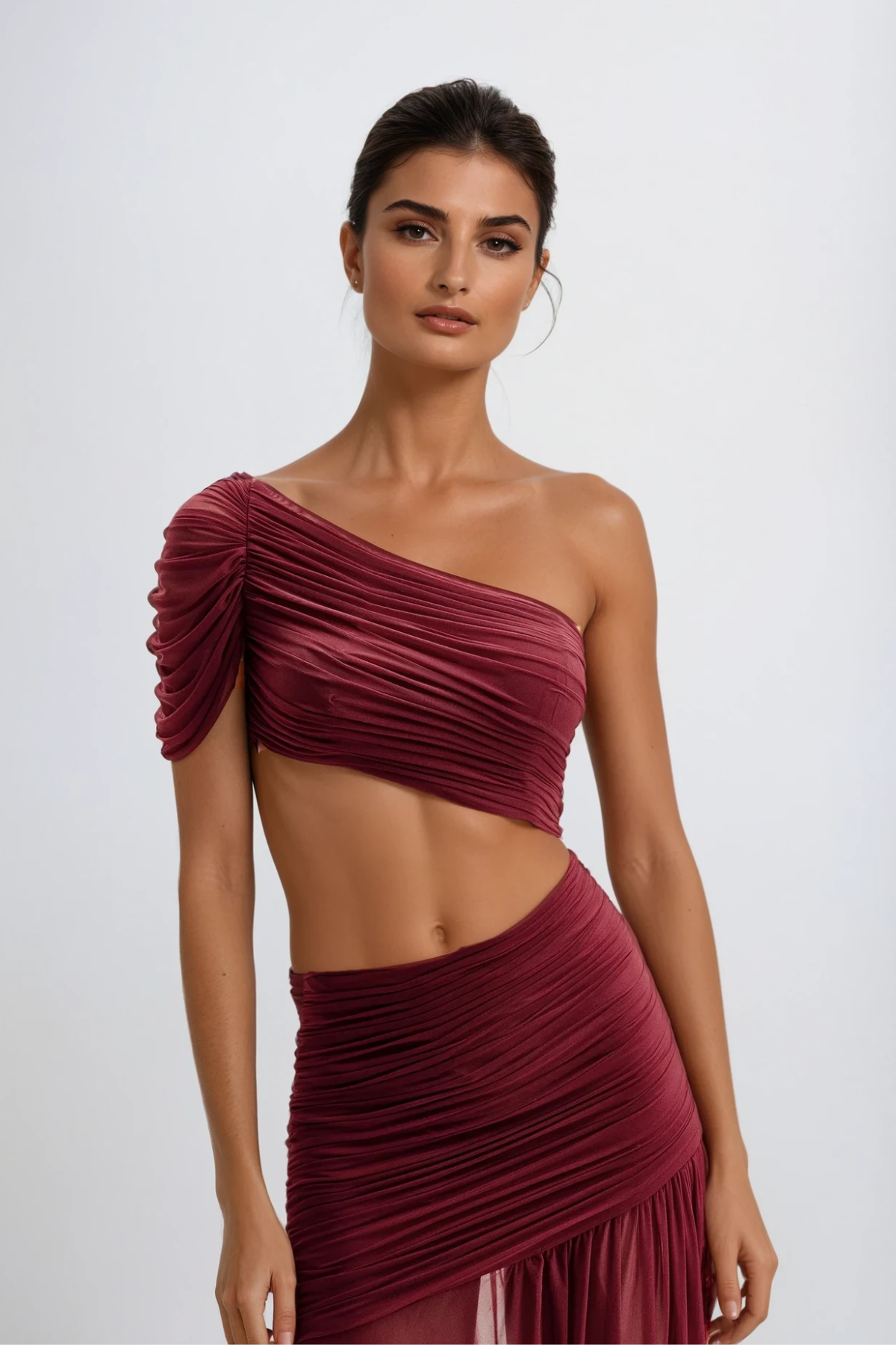 Danail Cutout Asymmetric Midi Dress In Red