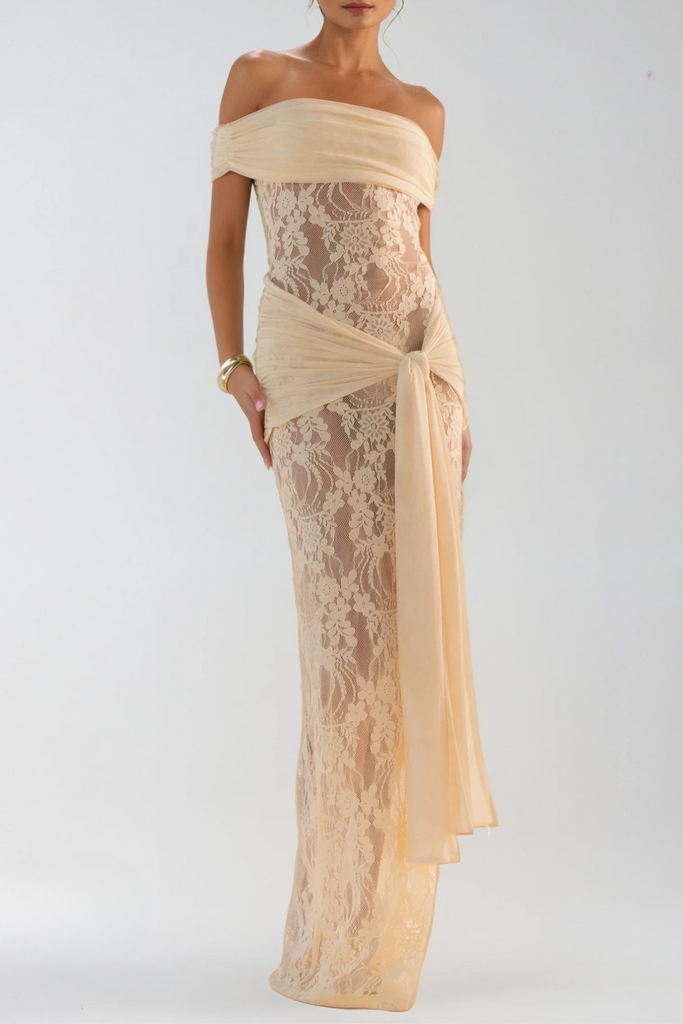 Dancho Tie Up Lace Maxi Dress - Stylish beautiful dress for special occasions | Buy Online