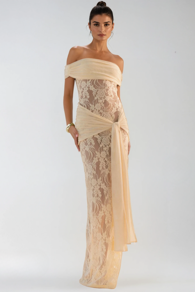 Dancho Tie Up Lace Maxi Dress - Stylish beautiful dress for special occasions | Buy Online