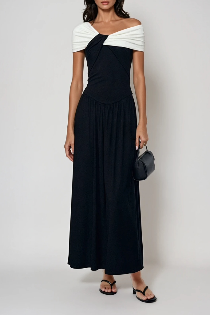 Stylish beautiful dress | Danel Off Shoulder Ruch Asymmetric Maxi Dress - Ideal for special occasions