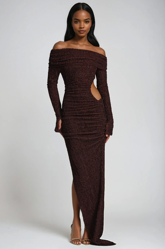 Danica Cutout High Split Ruch Maxi Dress