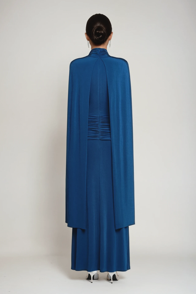 Stylish blue dress | Danielius Bodycon Ruch Shawl Maxi Dress In Blue - Ideal for special occasions