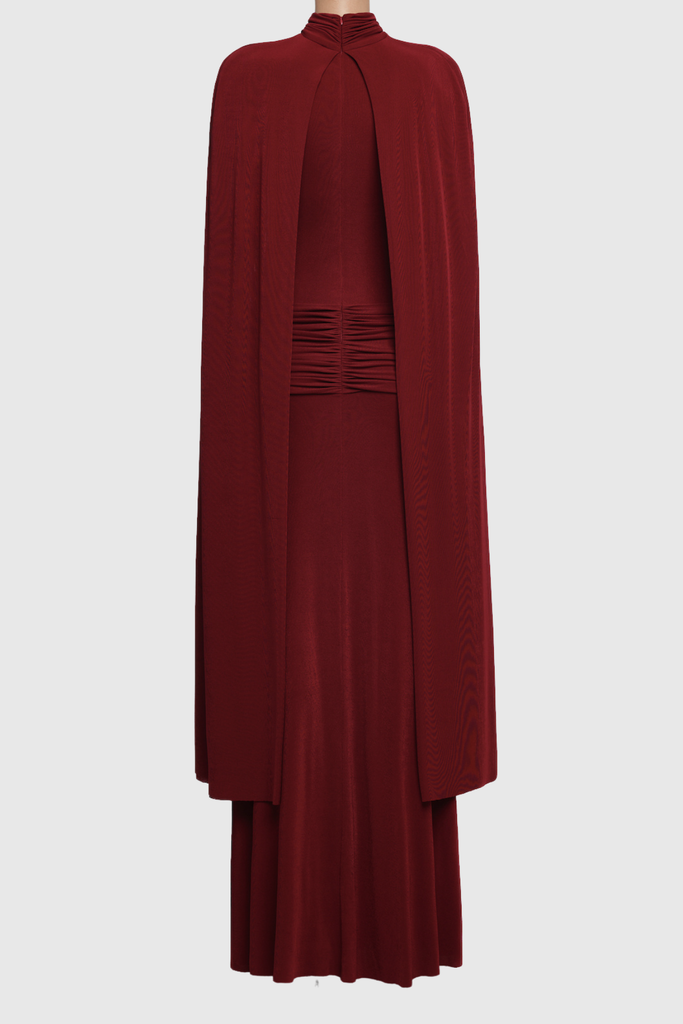 Danielius Bodycon Ruch Shawl Maxi Dress In Red - Stylish red dress for special occasions | Buy Online