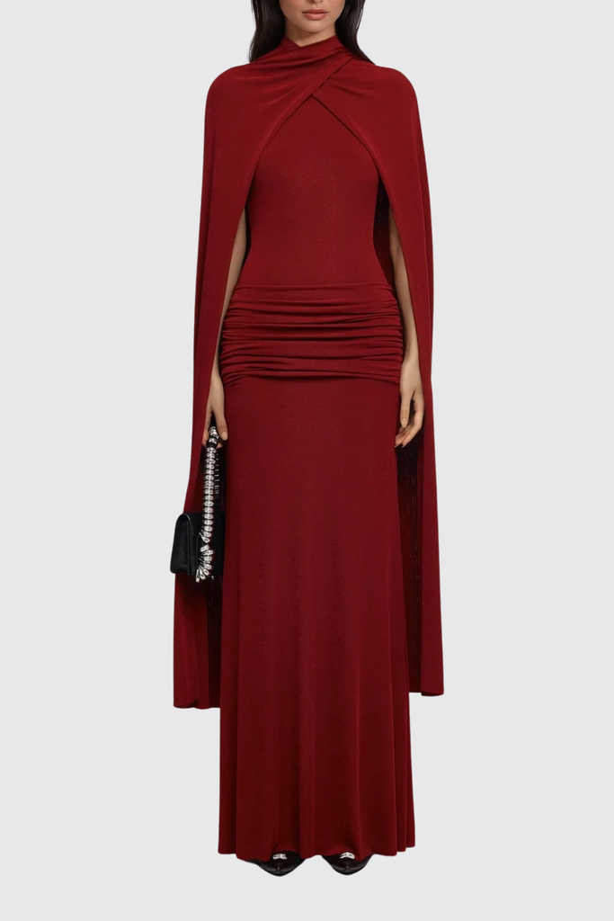 Shop  red dress - Perfect for special occasions | Danielius Bodycon Ruch Shawl Maxi Dress In Red