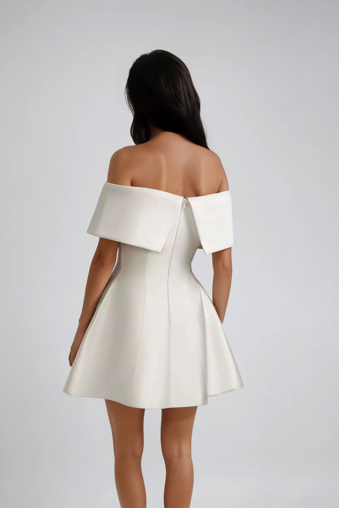Danielle Off Shoulder Asymmetric Mini Dress - Stylish beautiful dress for special occasions | Buy Online