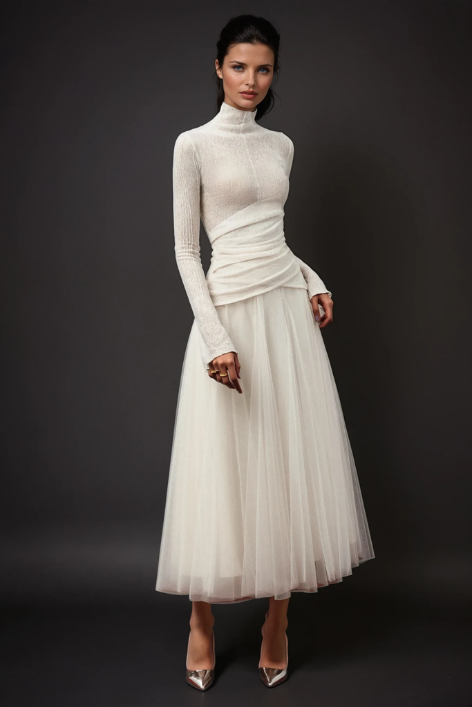 Shop  beautiful dress - Perfect for special occasions | Daniels high neck ruch skirt set