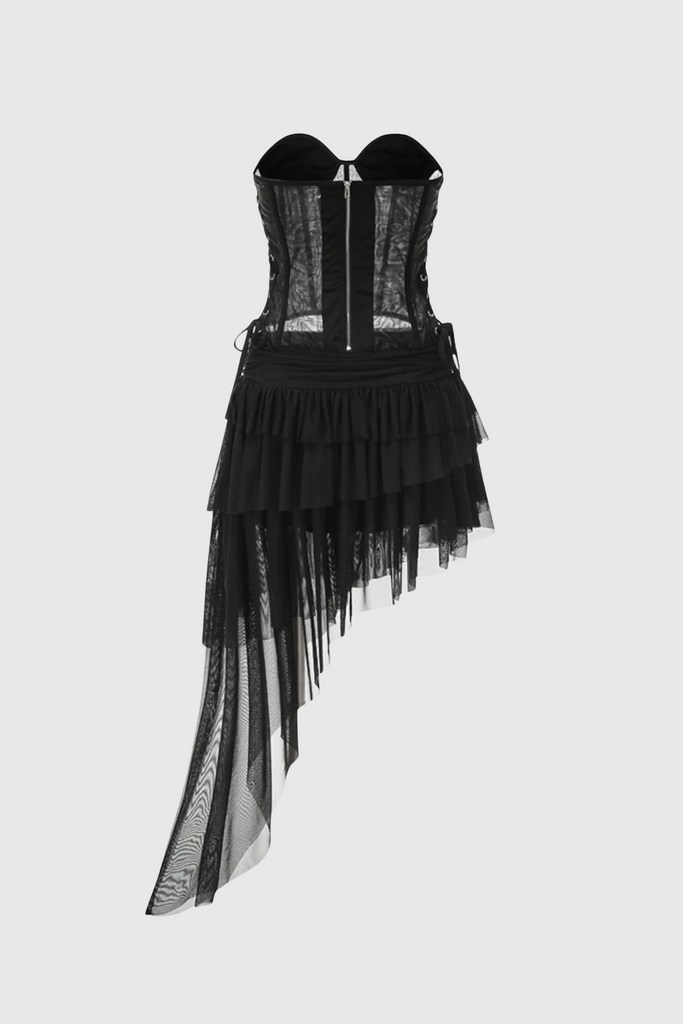 Stylish beautiful dress | Danish Corset Mesh Asymmetric Mini Dress - Ideal for special occasions