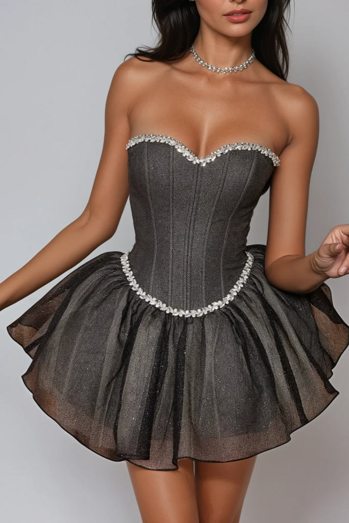Stylish beautiful dress | Danko Strapless Corset Puffy Mini Dress - Ideal for special occasions
