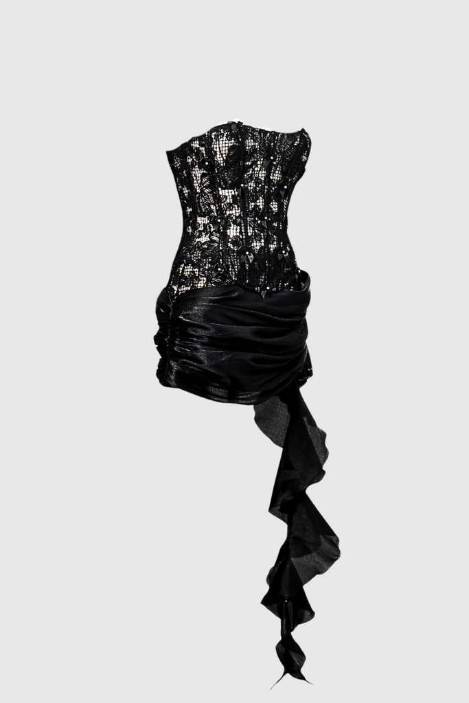 Shop  black dress - Perfect for special occasions | Danne Corset Fringe Skirt Set In Black
