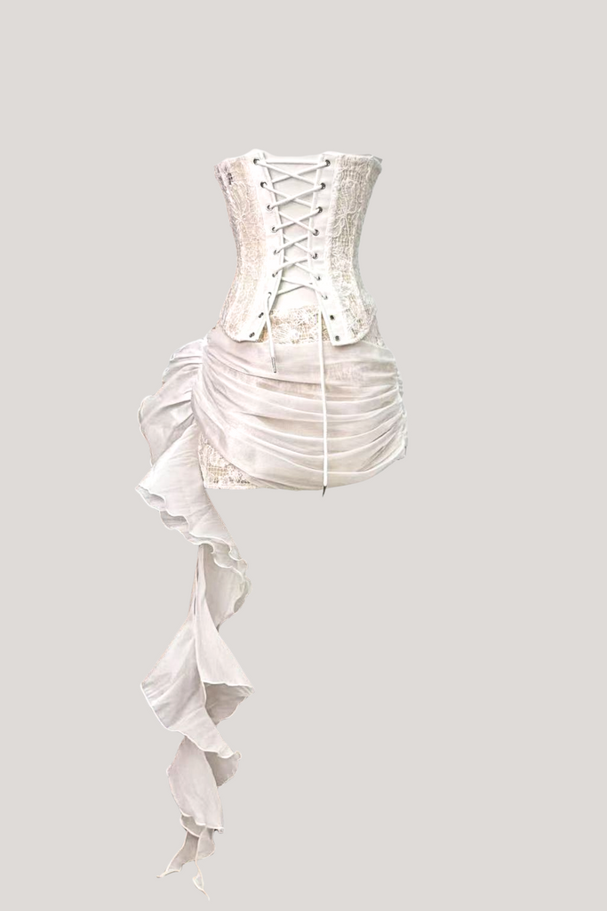 Shop  white dress - Perfect for special occasions | Danne Corset Fringe Skirt Set In White
