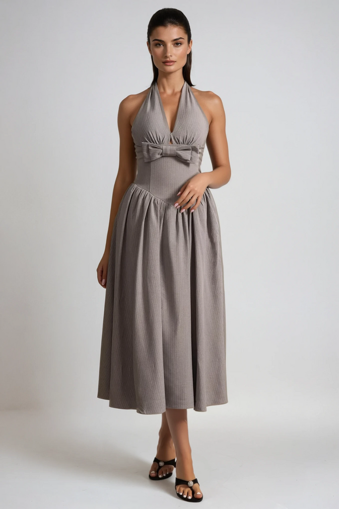 Shop  beautiful dress - Perfect for special occasions | Danyil Halter Neck Bow Maxi Dress