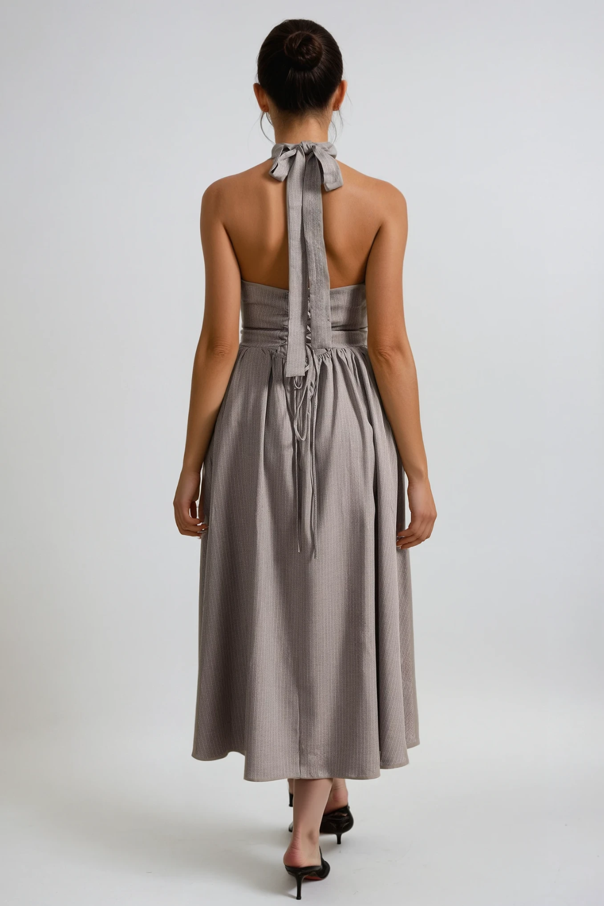 Danyil Halter Neck Bow Maxi Dress