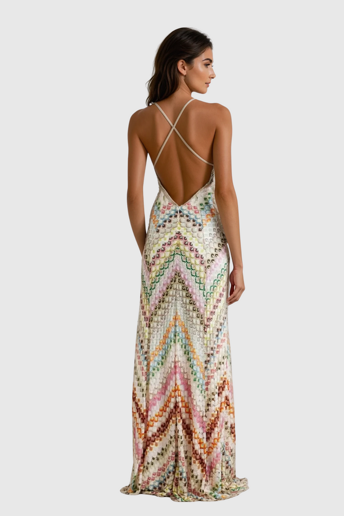 Stylish beautiful dress | Daouda Spaghetti Backless Maxi Dress In Apricot - Ideal for special occasions