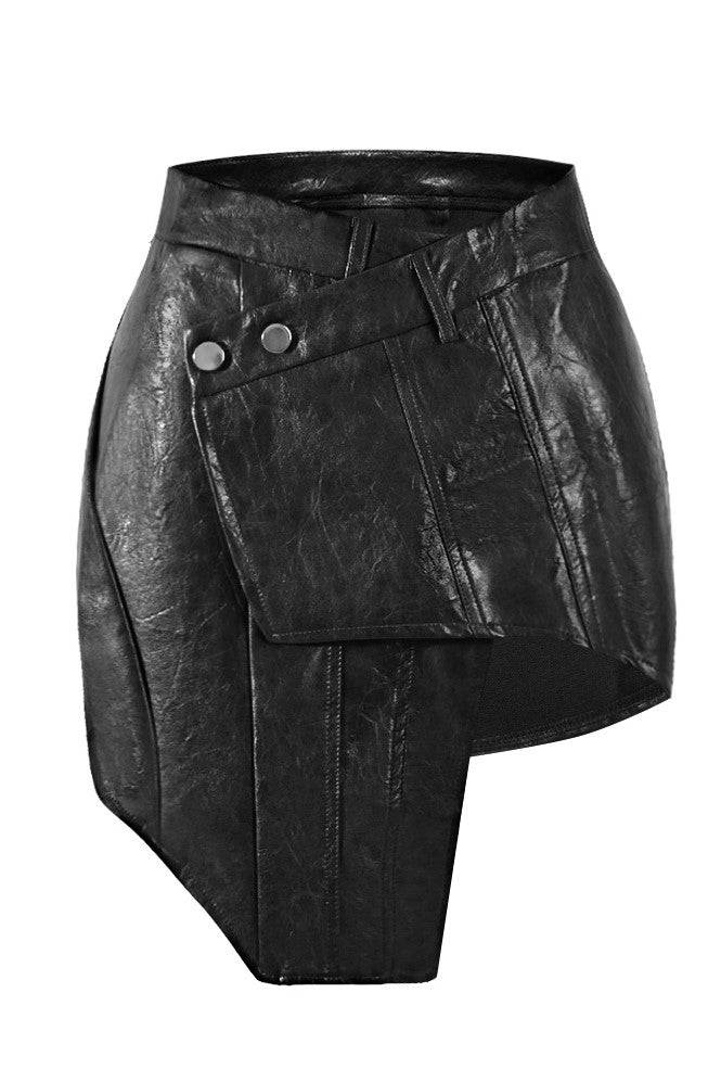 Daphne Cross Asymmetric Leather Skirt - Stylish beautiful dress for special occasions | Buy Online