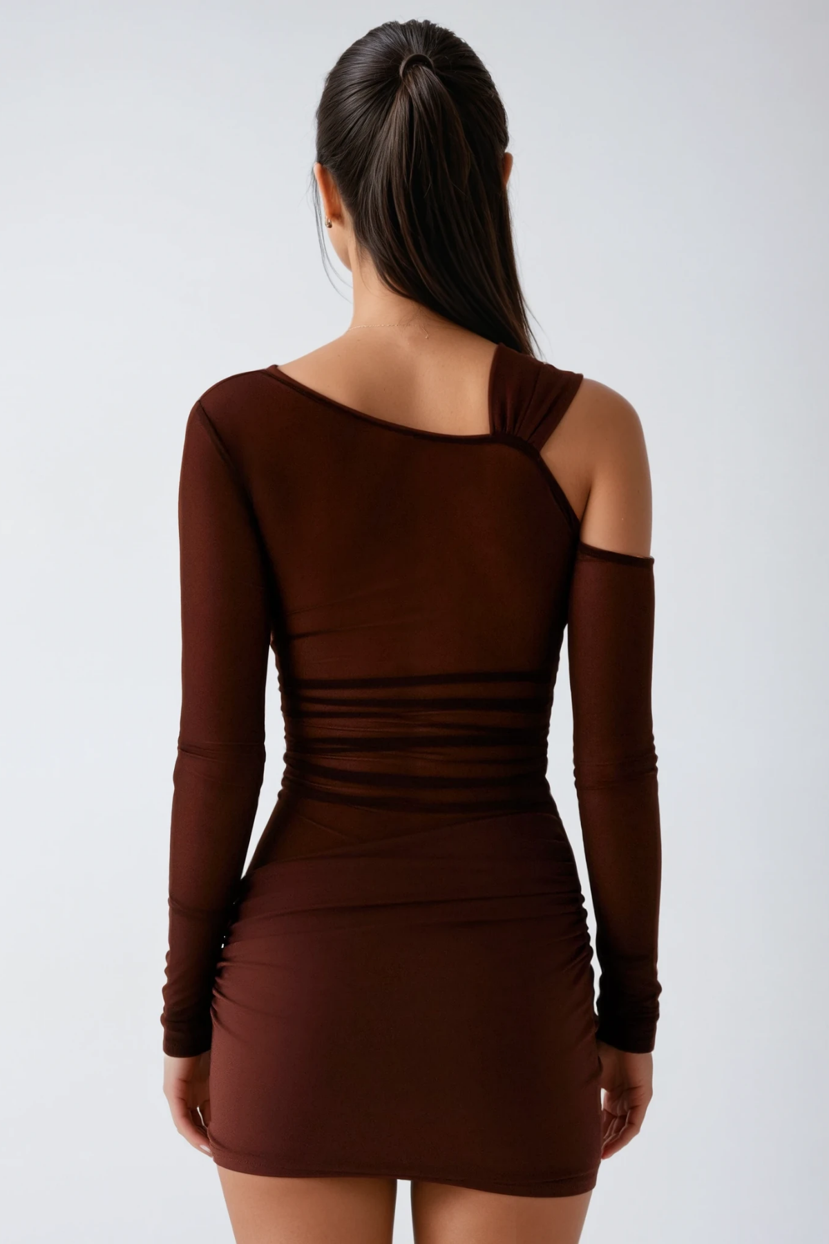 Dardan Asymmetric Long Sleeve Mini Dress