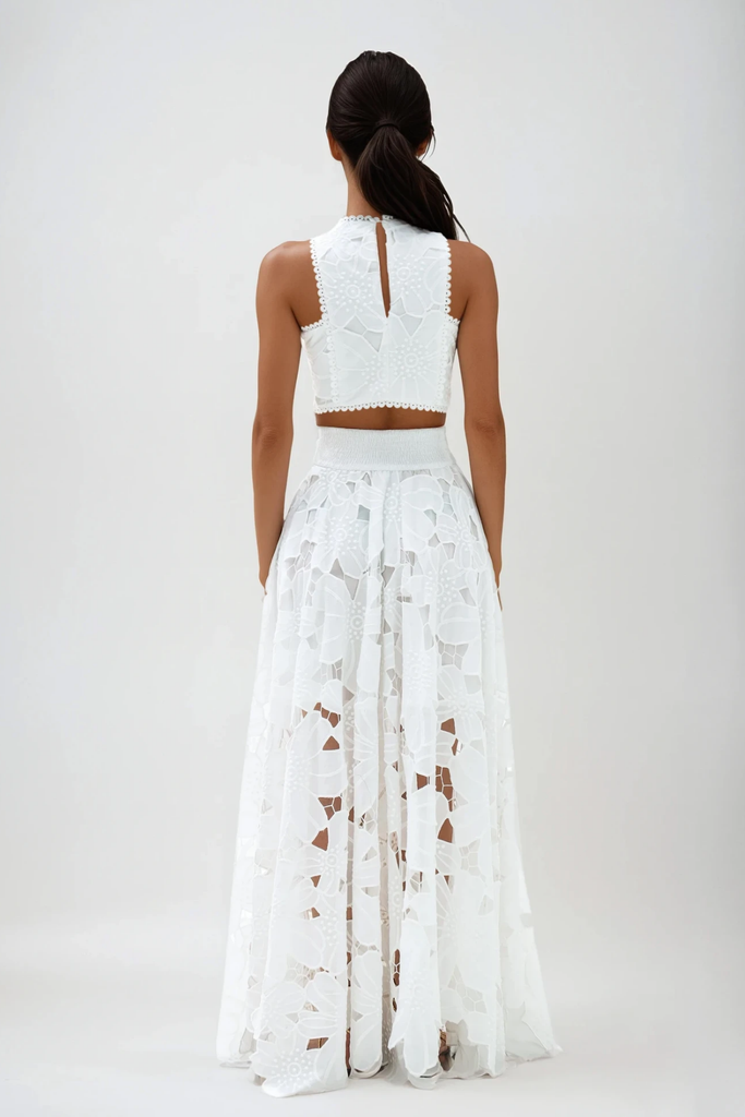 Stylish beautiful dress | Darija Sleeveless Flower Cutout Skirt Set - Ideal for special occasions