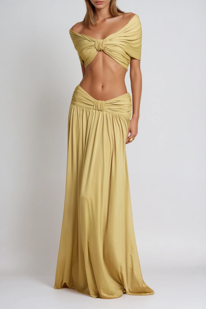 Stylish beautiful dress | Darijus Off Shoulder Ruch Skirt Set - Ideal for special occasions