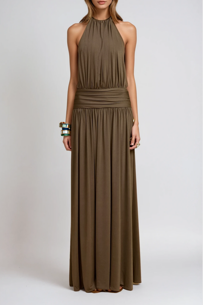 Shop  beautiful dress - Perfect for special occasions | Darin Halter Neck Ruch Maxi Dress